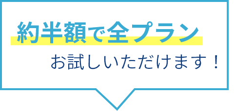 約半額で全プランお試しいただけます！